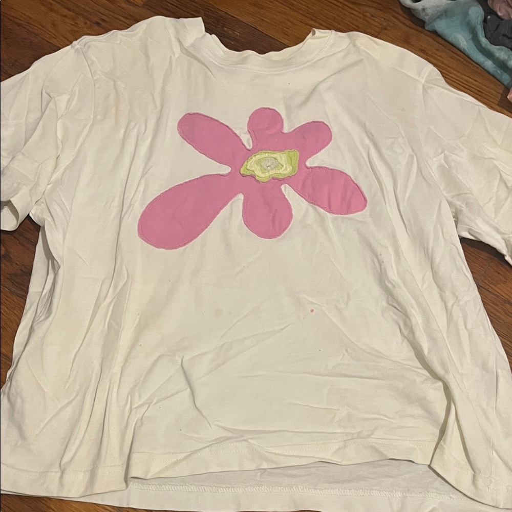 Nike White Tee with Pink Flower